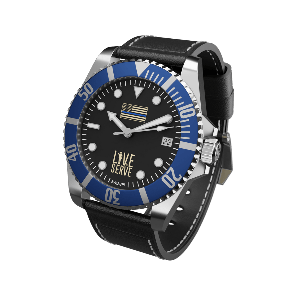 Thin Blue Line Flag / Live to Serve / Classic 42mm